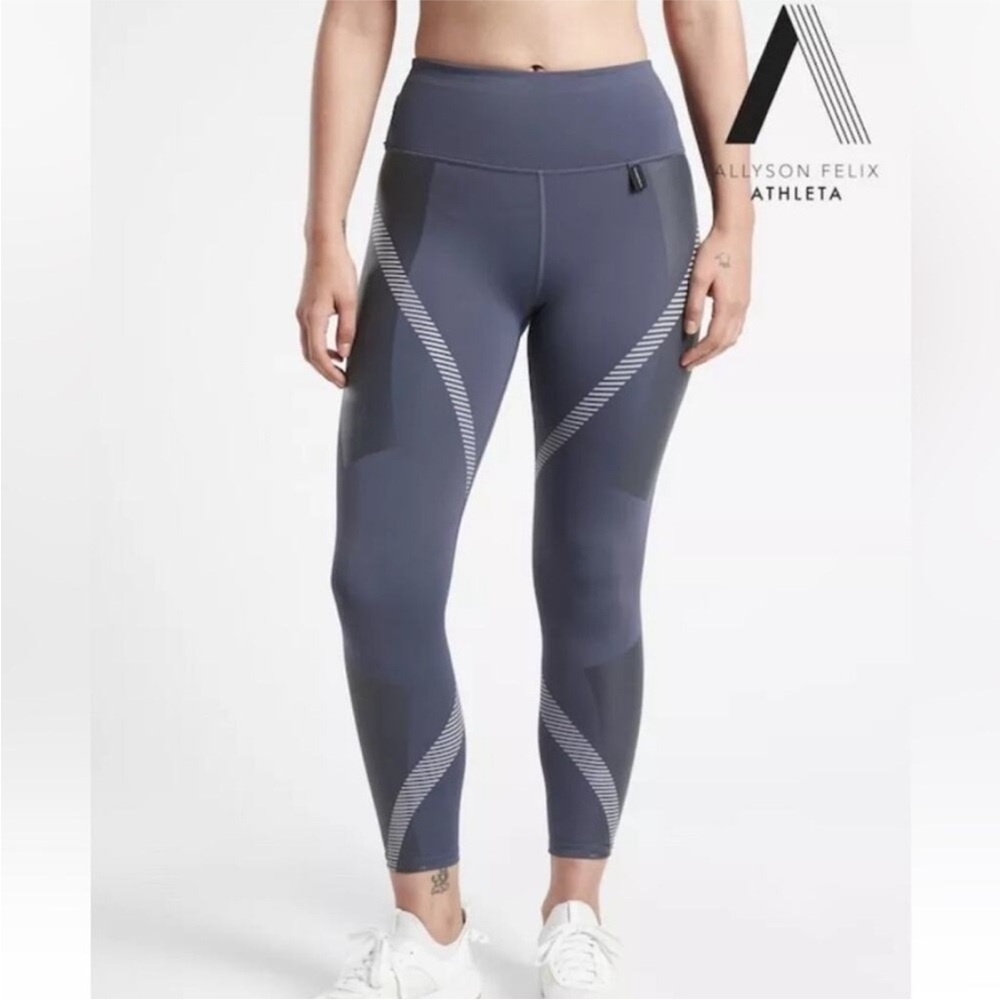 Athleta X Allyson Felix Legend 7/8 tights Leggings Medieval Violet Navy Blue 2X